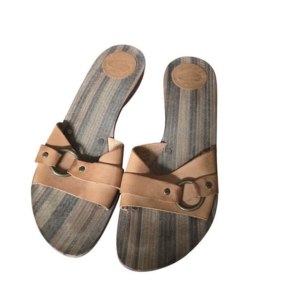 Frye Shoes - FRYE Leather & Wooden Sandals Size 8.5